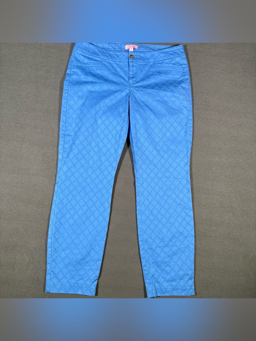 Lilly Pulitzer Kelly Textured Blue Skinny Ankle Pants Women’s Size 6
